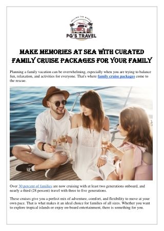 Make Memories at Sea with Curated Family Cruise Packages for Your Family