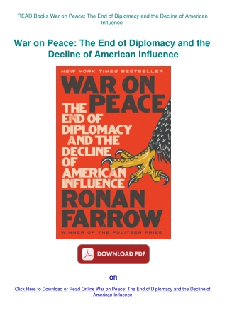 READ Books War on Peace The End of Diplomacy and the Decline of American Influence