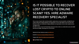 RECOVER MONEY FROM BITCOIN SCAM HIRE ADWARE RECOVERY SPECIALIST