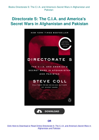 Books Directorate S The C.I.A. and America's Secret Wars in Afghanistan and Pakistan