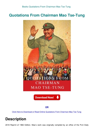 Books Quotations From Chairman Mao Tse-Tung