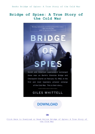 Books Bridge of Spies A True Story of the Cold War