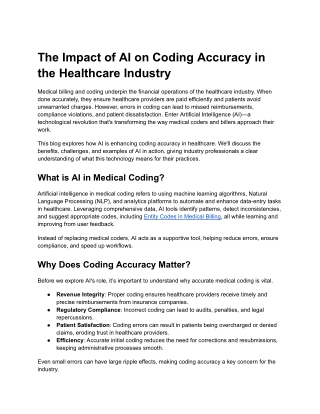 The Impact of AI on Coding Accuracy in the Healthcare Industry