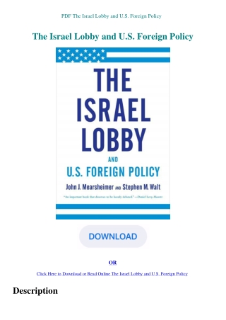 PDF The Israel Lobby and U.S. Foreign Policy