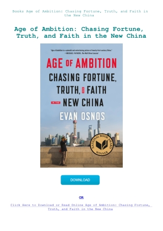 Books Age of Ambition Chasing Fortune  Truth  and Faith in the New China