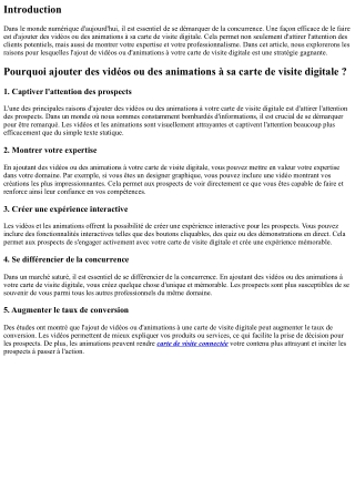 Pourquoi ajouter des vidéos ou des animations à sa carte de visite digitale ?