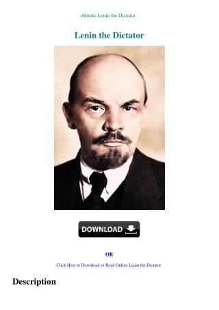 eBooks Lenin the Dictator