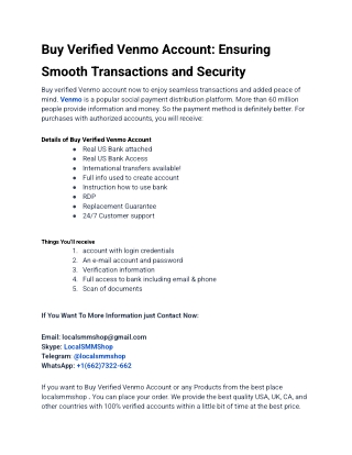 Most Attractive Site To Buy Verified Venmo Account