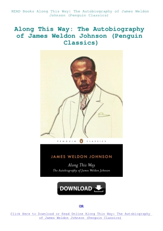 READ Books Along This Way The Autobiography of James Weldon Johnson (Penguin Classics)