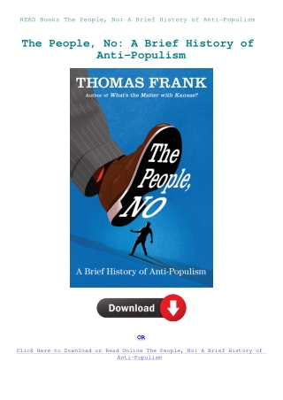 READ Books The People  No A Brief History of Anti-Populism