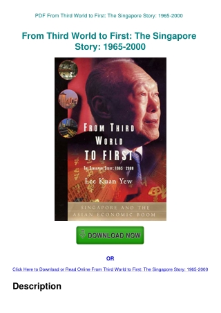 PDF From Third World to First The Singapore Story 1965-2000