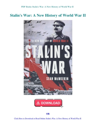 PDF Books Stalin's War A New History of World War II