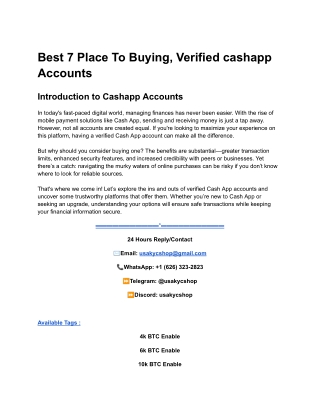 Best 7 Place To Buying, Verified cashapp Accounts