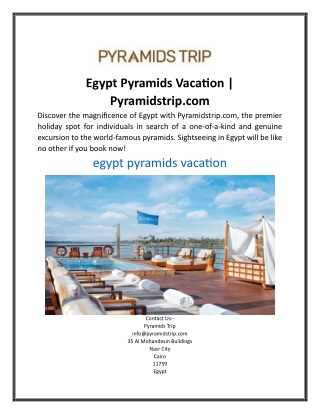 Egypt Pyramids Vacation | Pyramidstrip.com