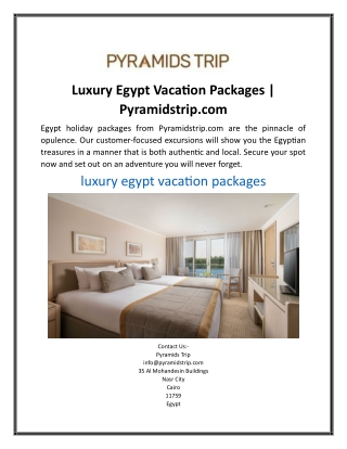 Luxury Egypt Vacation Packages | Pyramidstrip.com