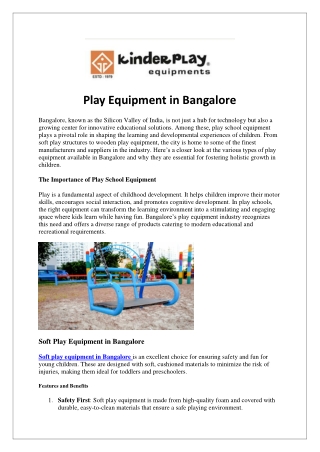 Play Equipment in Bangalore