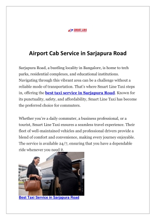 Airport Cab Service in Sarjapura Road