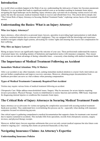 “The Critical Role of Injury Attorneys in Securing Medical Treatment Funds”