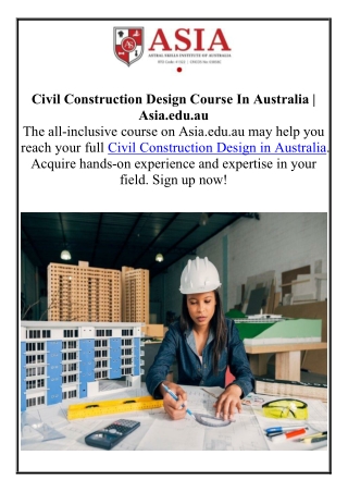 Civil Construction Design Course In Australia | Asia.edu.au