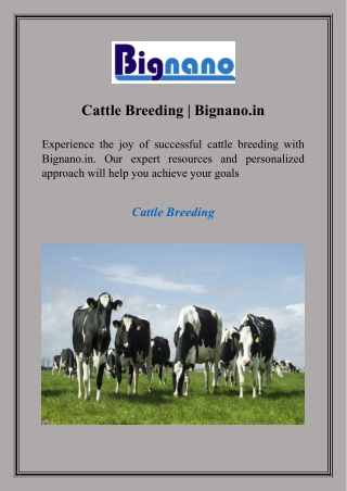 Cattle Breeding  Bignano.in