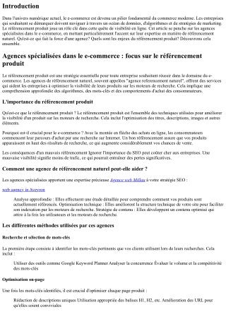 Agences spécialisées dans le e-commerce : focus sur le référencement produit
