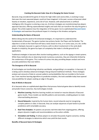 Cracking the Baccarat Code - How AI is Changing the Game Forever