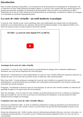 La carte de visite virtuelle : un outil incontournable pour les professionnels d
