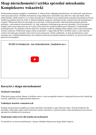 Skup nieruchomości: Transakcje mieszkaniowe i ekspresowa realizacja transakcji