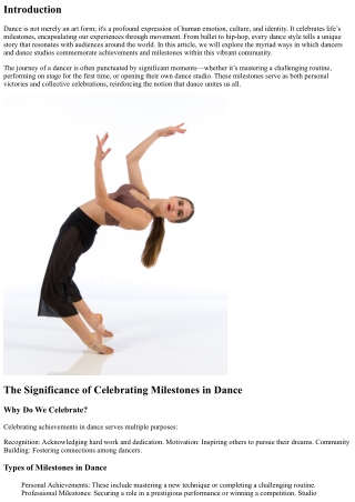 “Celebrating Milestones and Achievements in the World of Dance”