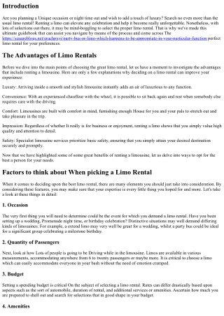 The Ultimate Information to Selecting the Great Limo Rental