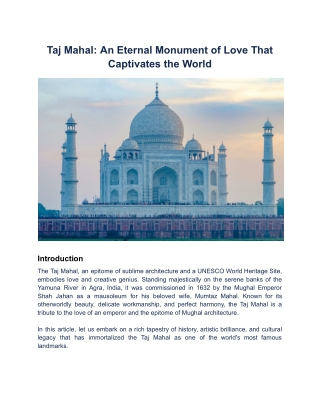 Taj Mahal_ An Eternal Monument of Love That Captivates the World