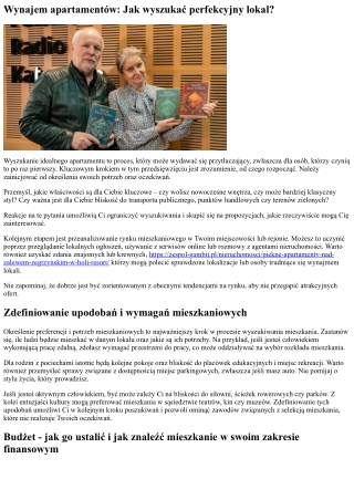 Wynajem mieszkań: Jak wyszukać perfekcyjny apartament?