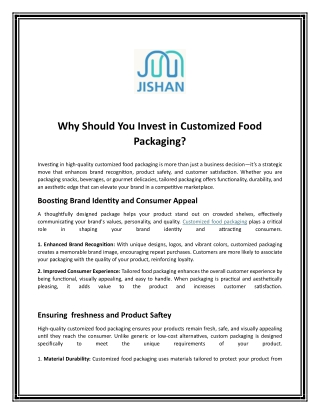 Why Should You Invest in Customized Food Packaging?