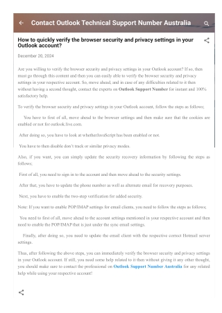 How to quickly verify the browser security and privacy settings in your Outlook