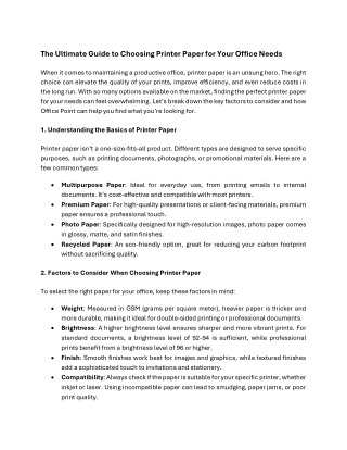 Buy Premium Printer Paper Online | Office Point UK