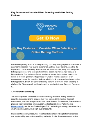 Key Features to Consider When Selecting an Online Betting Platform