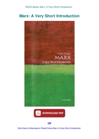 READ Books Marx A Very Short Introduction