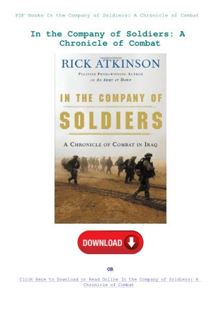PDF Books In the Company of Soldiers A Chronicle of Combat