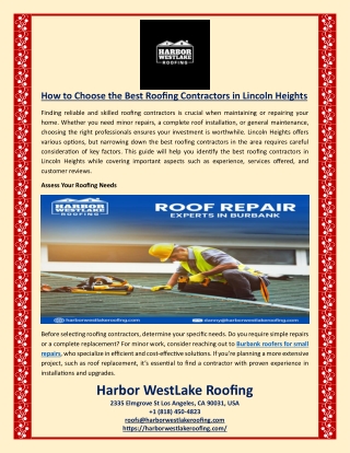 How to Choose the Best Roofing Contractors in Lincoln Heights