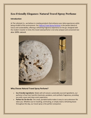Eco-Friendly Elegance Natural Travel Spray Perfume