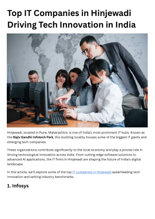 Top IT Companies in Hinjewadi Driving Tech Innovation in India