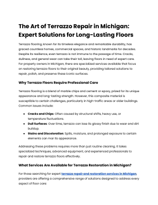 The Art of Terrazzo Repair in Michigan_ Expert Solutions for Long-Lasting Floors