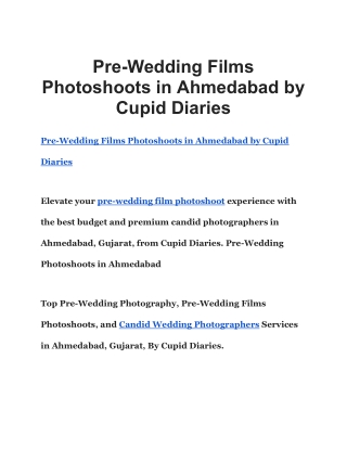 Pre-Wedding Films Photoshoots in Ahmedabad by Cupid Diaries