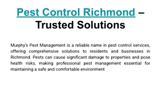 Pest Control Richmond – Trusted Solutions