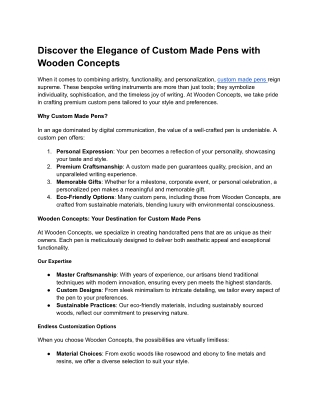 Discover the Elegance of Custom Made Pens