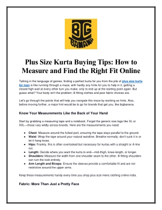 Plus Size Kurta Buying Tips