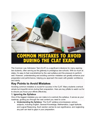 Common Mistakes to Avoid During the CLAT Exam