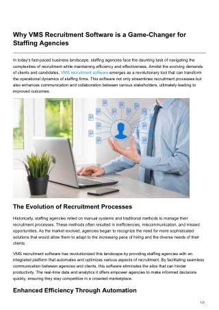 Why VMS Recruitment Software is a Game-Changer for Staffing Agencies