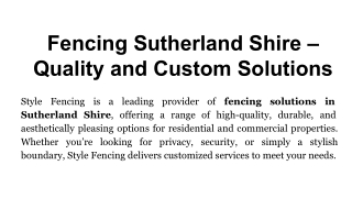 Fencing Sutherland Shire – Quality and Custom Solutions