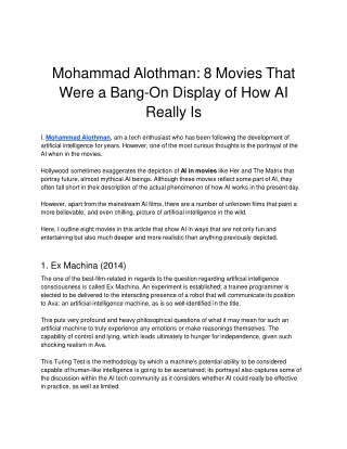 Mohammad Alothman: 8 Movies That Were a Bang-On Display of How AI Really Is